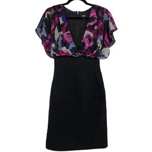 Nicole by Nicole Miller Black & Fuchsia Floral Mini Dress size 6